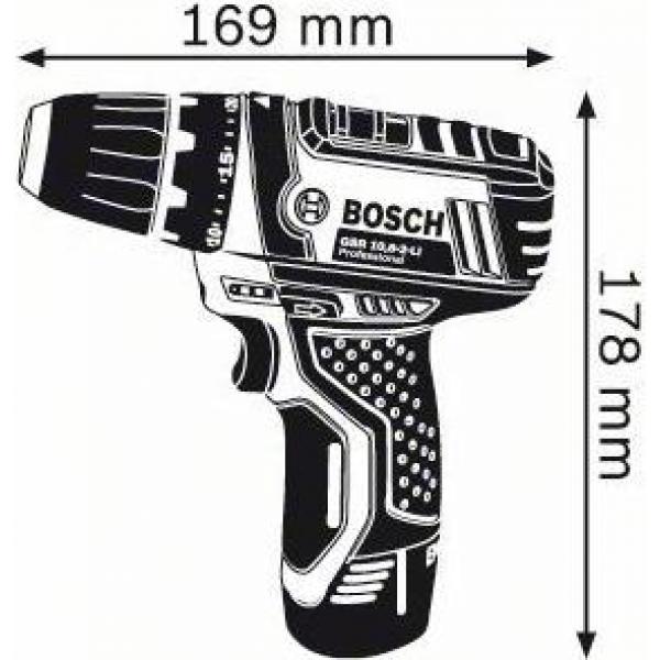 Bosch Light Series GSR 10,8-2-LI Professional - Bohrer/Schrauber - kabellos - 2 Geschwindigkeiten - Bohrfutterschlüssel 10 mm - 30 N·m - 2 Akkus - 10.8 V